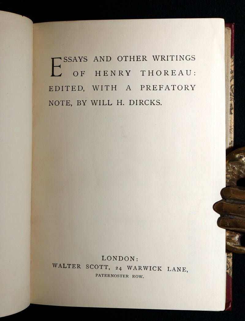 1888 Scarce Deluxe Edition - Walden; A Week on the Concord; Essays of Thoreau