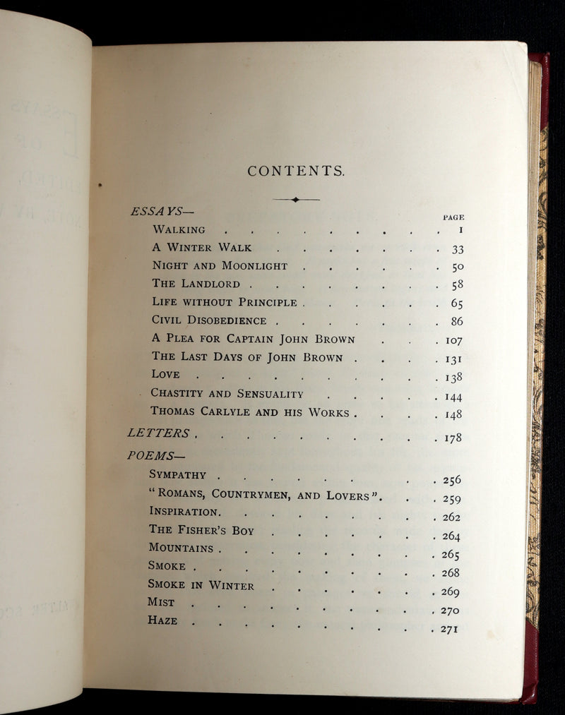 1888 Scarce Deluxe Edition - Walden; A Week on the Concord; Essays of Thoreau