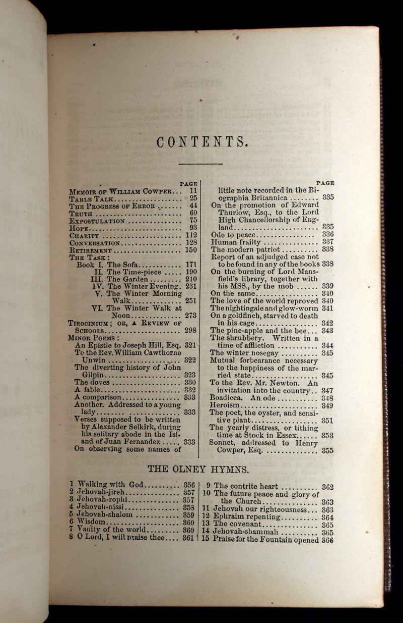 1859 Rare Book - The Complete Poetical Works of William Cowper, Illustrated