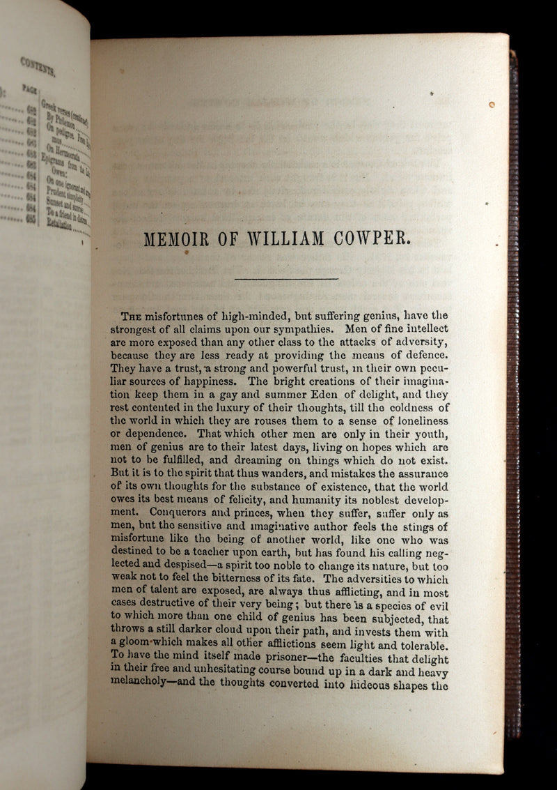 1859 Rare Book - The Complete Poetical Works of William Cowper, Illustrated