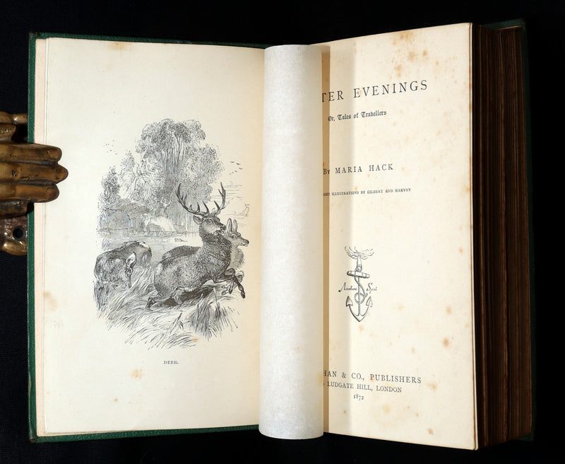 1872 Rare Book - Winter Evenings, Tales of Travellers by Maria Hack, Illustrated