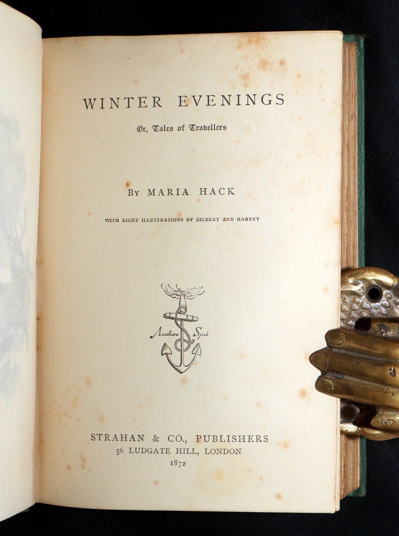 1872 Rare Book - Winter Evenings, Tales of Travellers by Maria Hack, Illustrated