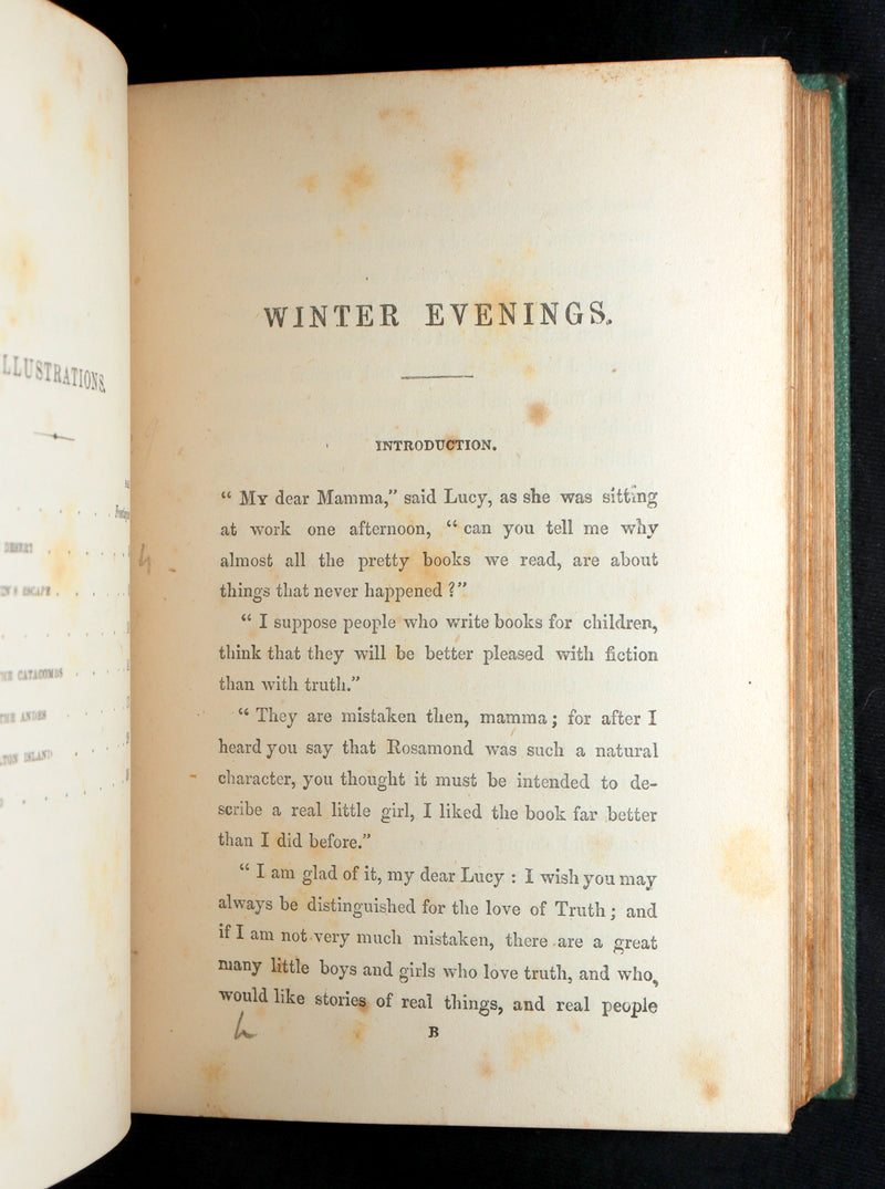 1872 Rare Book - Winter Evenings, Tales of Travellers by Maria Hack, Illustrated