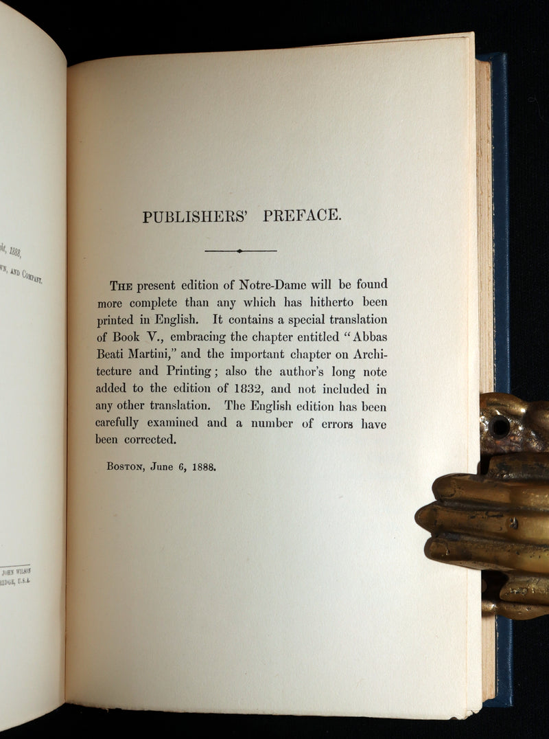 1888 Rare Victorian Book set - Victor Hugo's Hunchback of Notre-Dame, Gothic