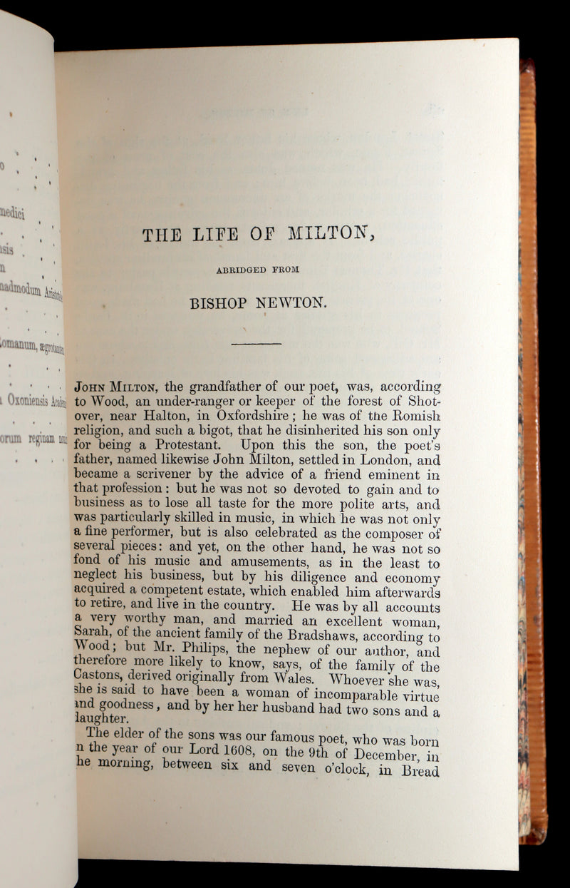 1858 Rare Book - Paradise Lost, Paradise Regained, Poetical Works of John Milton