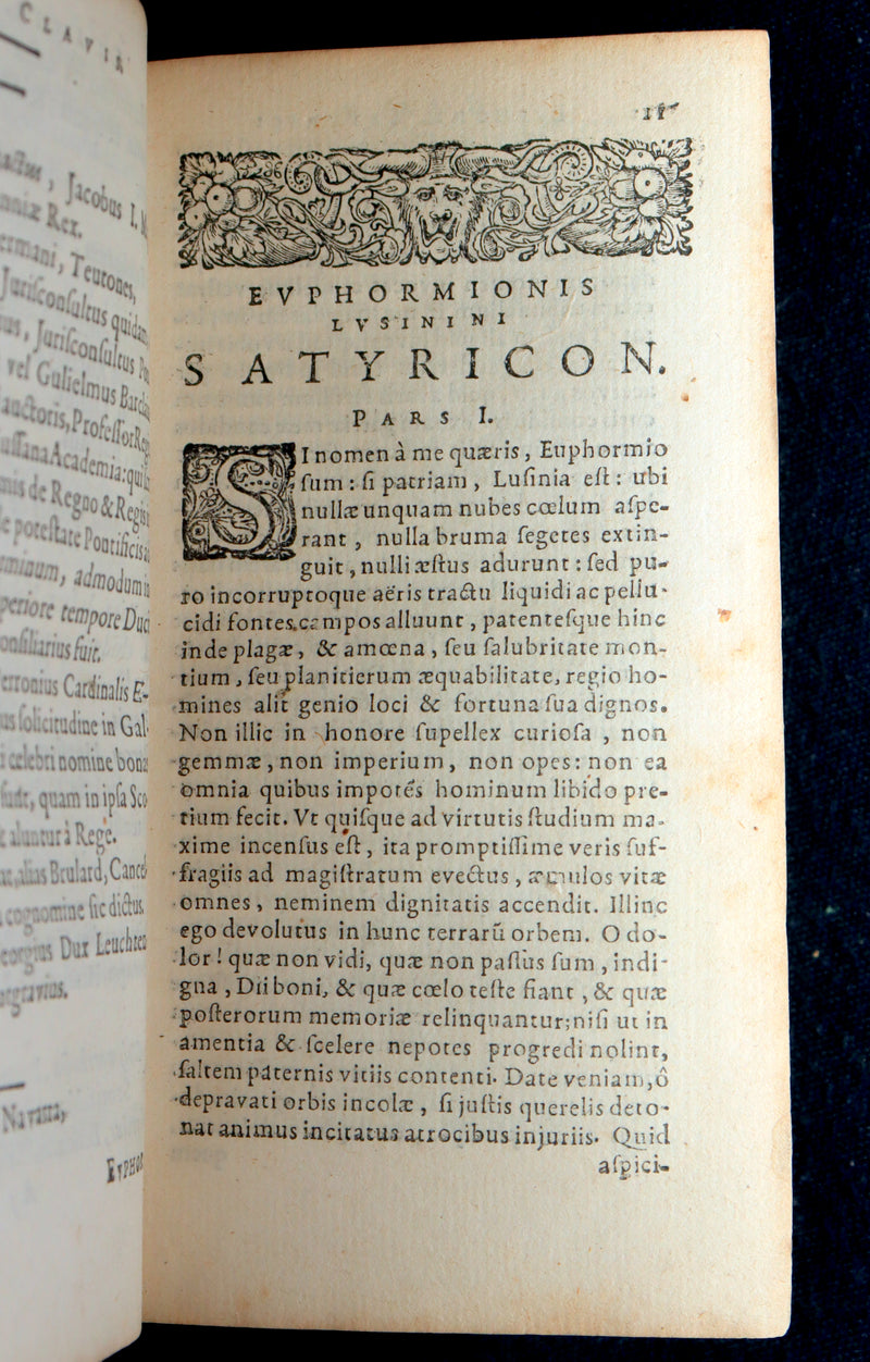1637 Rare Latin Book - The Satyricon with account of the Gunpowder Plot of 1605