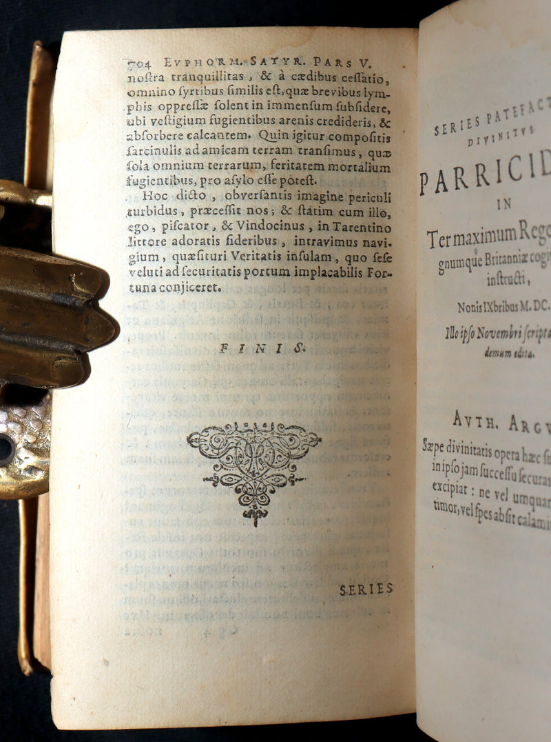 1637 Rare Latin Book - The Satyricon with account of the Gunpowder Plot of 1605