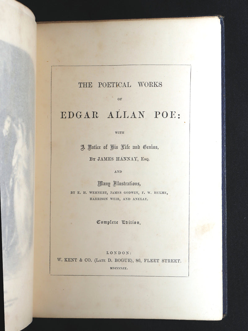 1859 Rare Victorian Book - The Poetical Works of Edgar Allan Poe, Illustrated