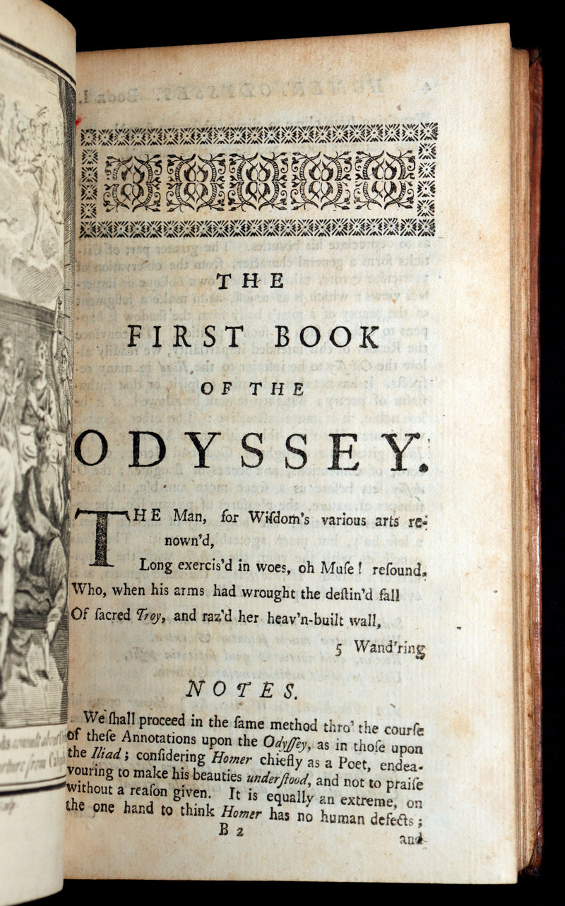 1745 Rare Book Set - The Odyssey of Homer by Alexander Pope, Illustrated