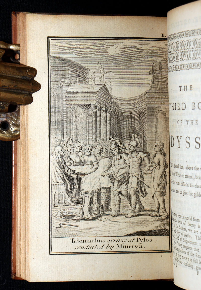 1745 Rare Book Set - The Odyssey of Homer by Alexander Pope, Illustrated