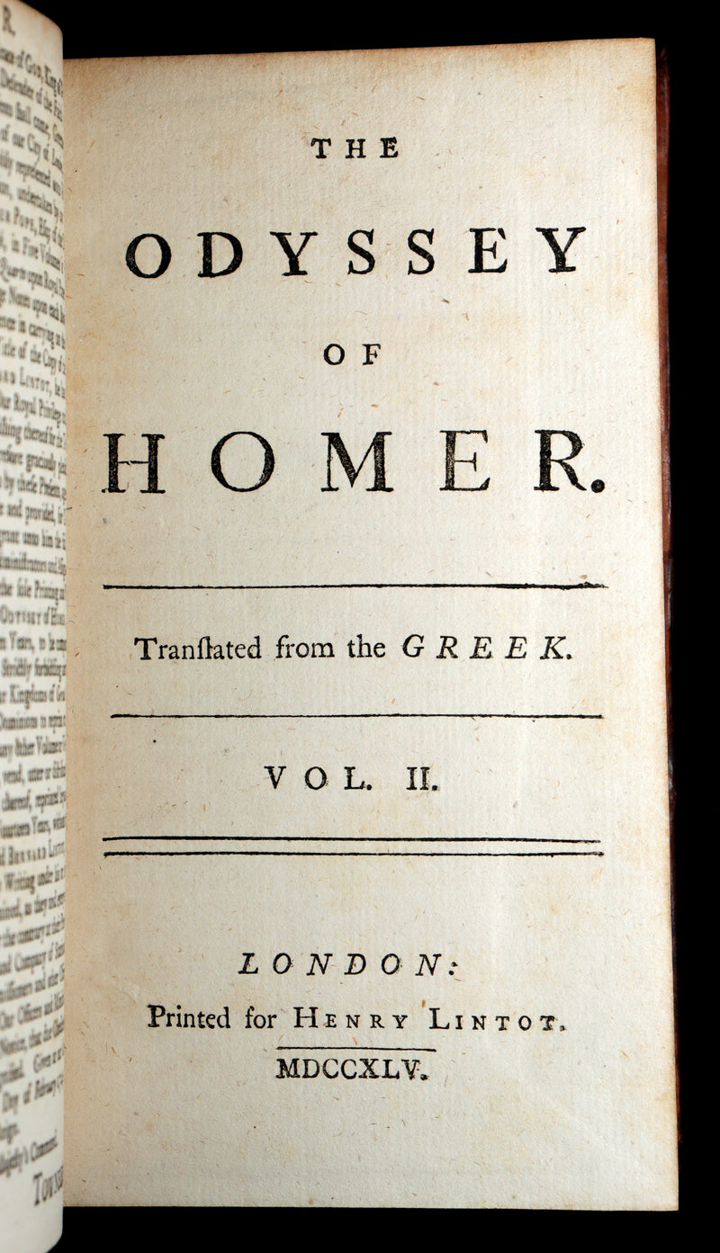 1745 Rare Book Set - The Odyssey of Homer by Alexander Pope, Illustrated