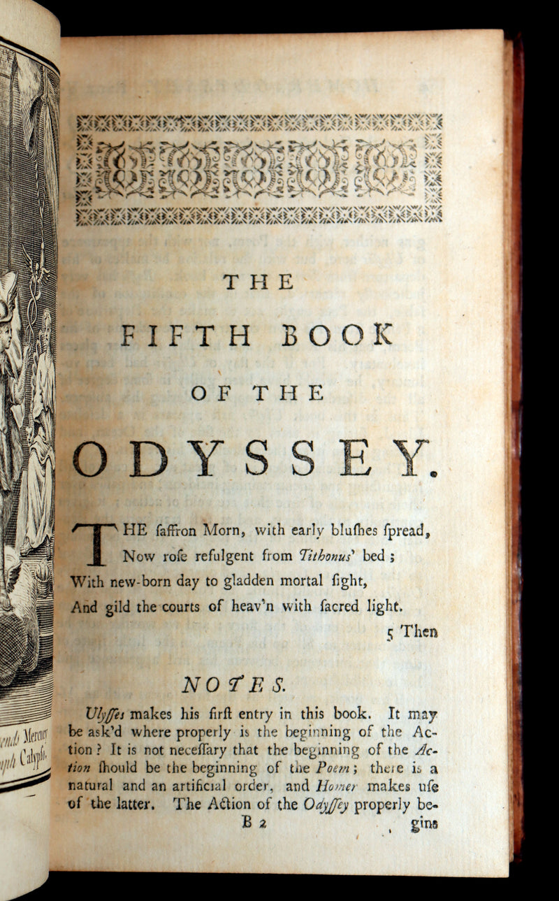 1745 Rare Book Set - The Odyssey of Homer by Alexander Pope, Illustrated