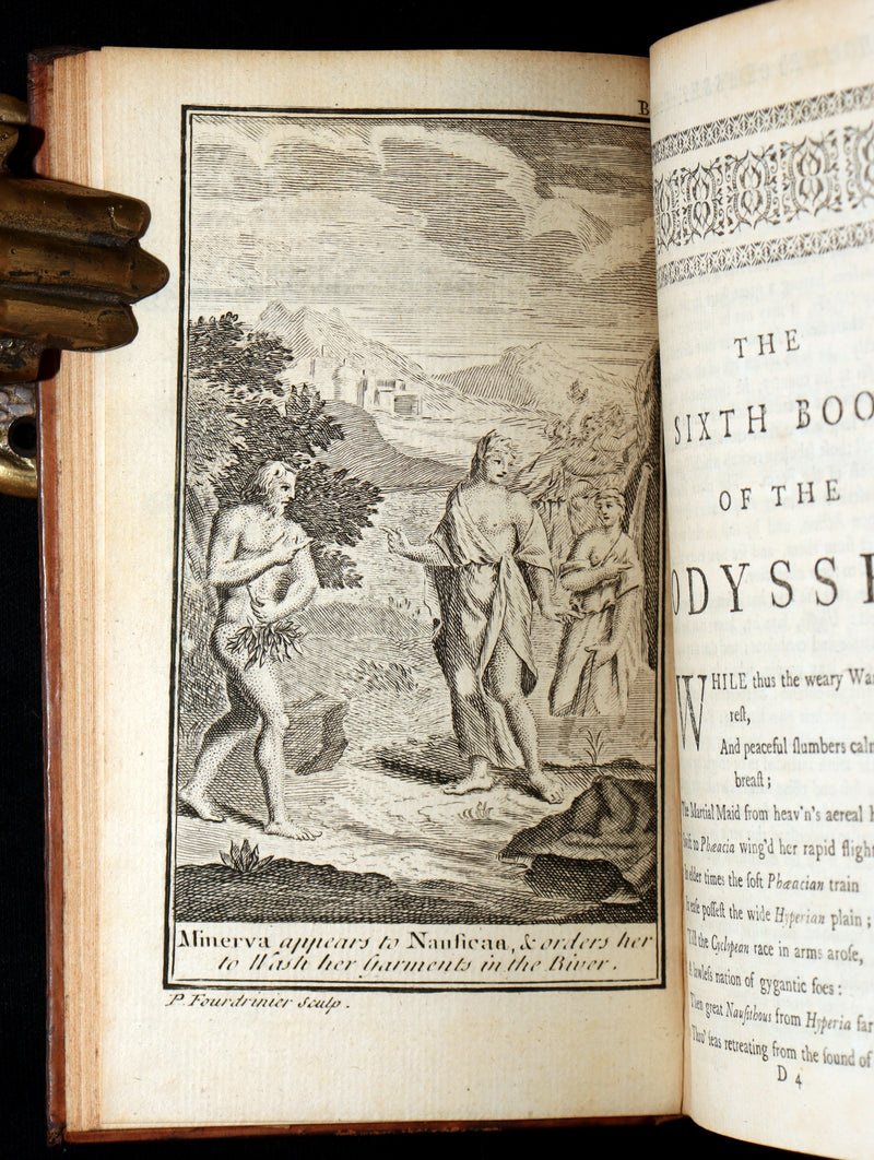 1745 Rare Book Set - The Odyssey of Homer by Alexander Pope, Illustrated