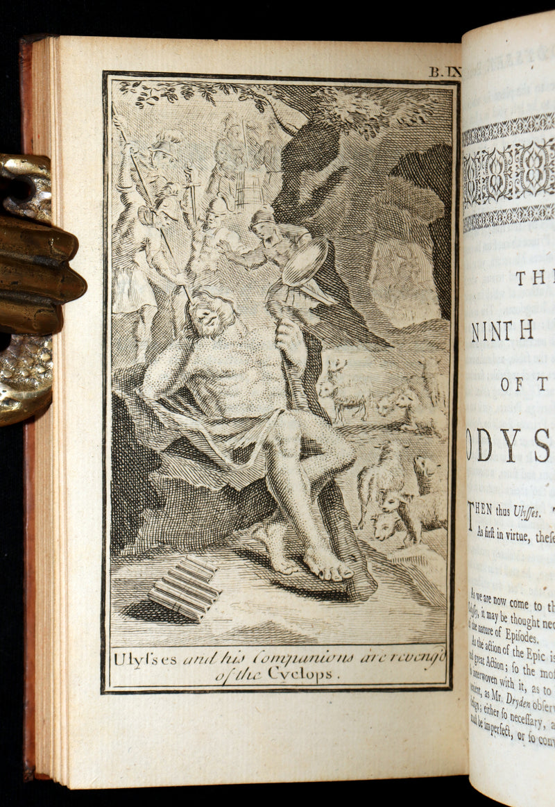 1745 Rare Book Set - The Odyssey of Homer by Alexander Pope, Illustrated