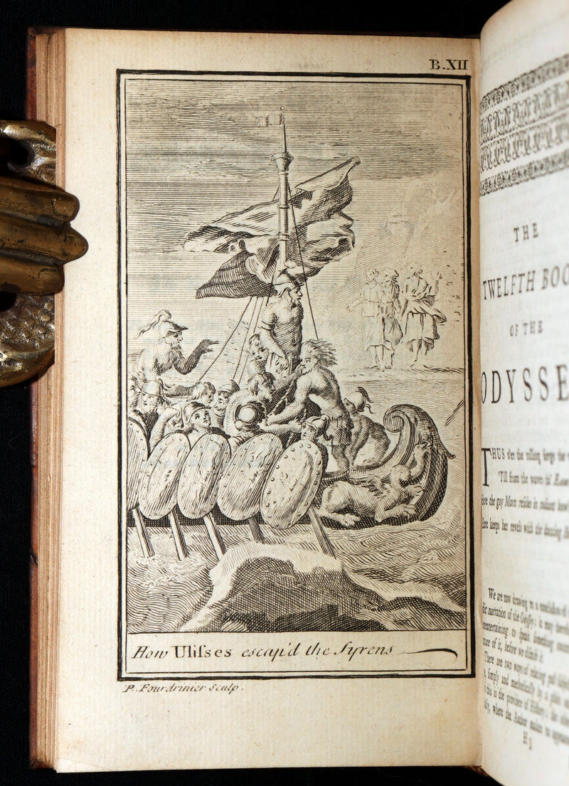 1745 Rare Book Set - The Odyssey of Homer by Alexander Pope, Illustrated