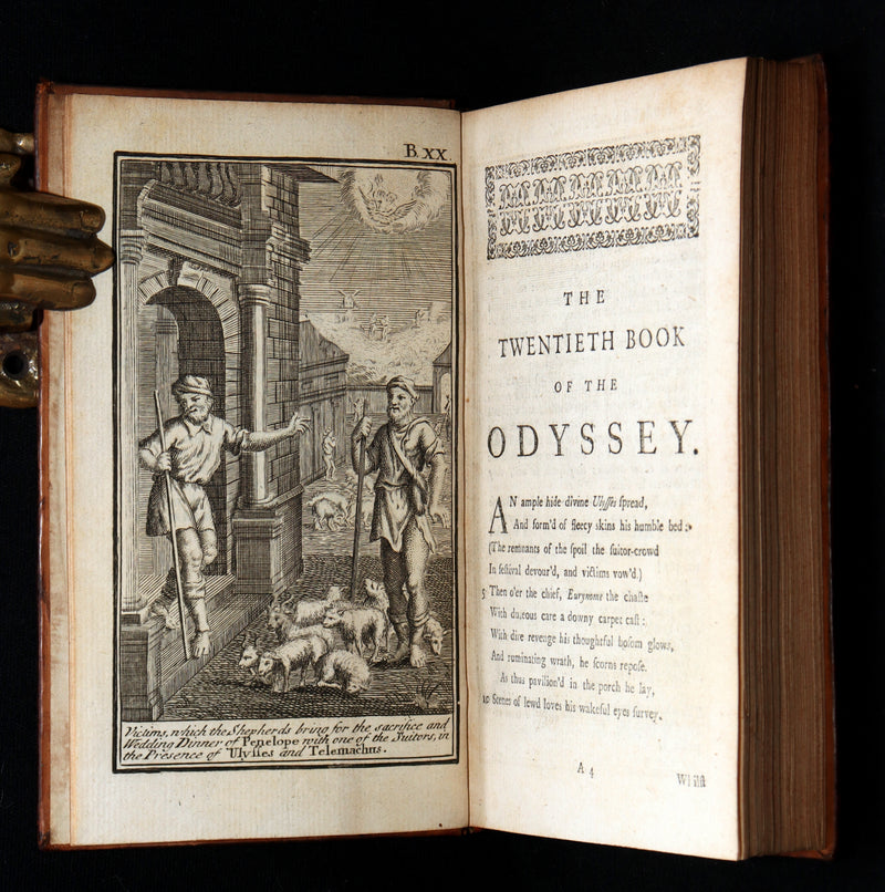 1745 Rare Book Set - The Odyssey of Homer by Alexander Pope, Illustrated