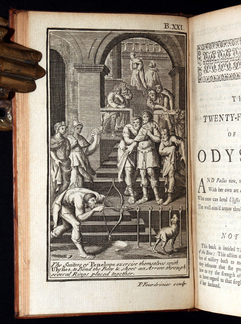 1745 Rare Book Set - The Odyssey of Homer by Alexander Pope, Illustrated