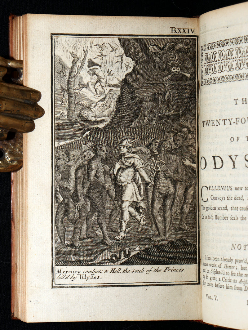 1745 Rare Book Set - The Odyssey of Homer by Alexander Pope, Illustrated