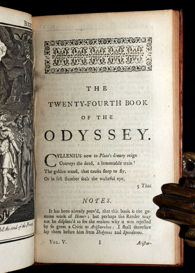1745 Rare Book Set - The Odyssey of Homer by Alexander Pope, Illustrated