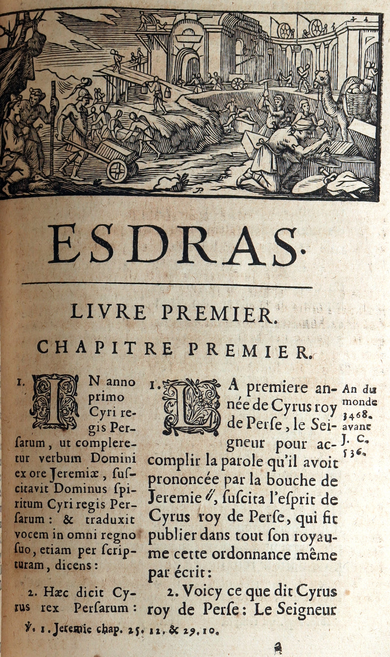 1698 Rare Latin French Bible - Book of Chronicles, Paralipomenon, Paralipomènes