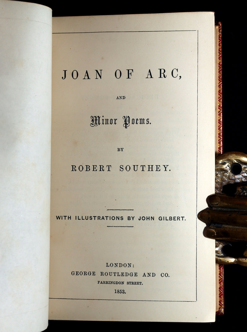 1853 Rare Victorian Book - Joan of Arc and Poems by Robert Southey, Illustrated