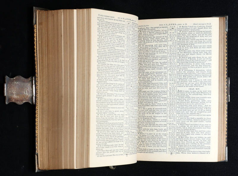 1847 Rare Bible bound by Bagster - Polyglot Bible, Old and New Testament, Clasp