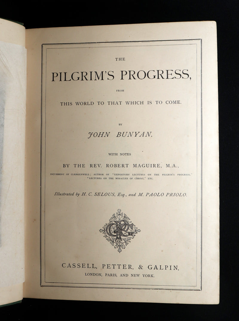1877 Rare Book - The Pilgrim's Progress illustrated by H.C. Selous & M.P. Priolo