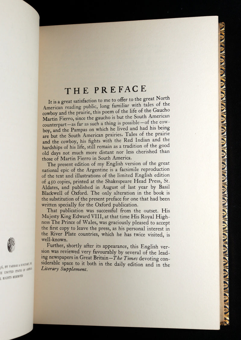 1936 Rare First Edition - The Gaucho Martin Fierro by José Hernández