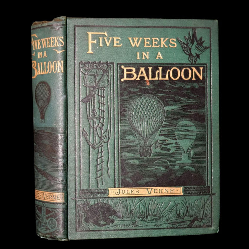 1887 Rare Early Edition - Five Weeks in a Balloon by Jules Verne, Illustrated