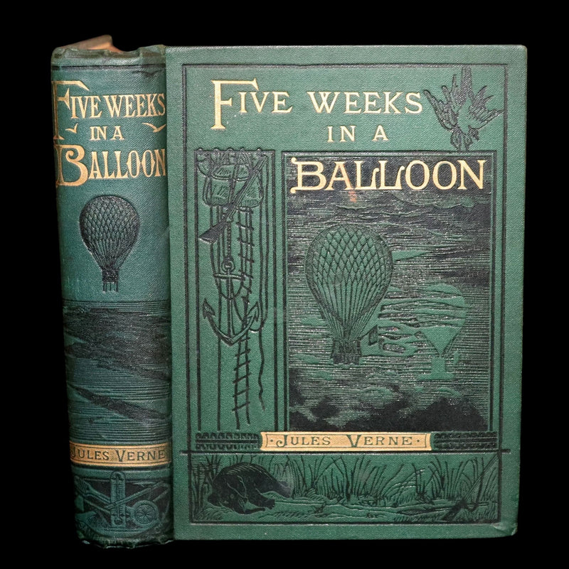 1887 Rare Early Edition - Five Weeks in a Balloon by Jules Verne, Illustrated