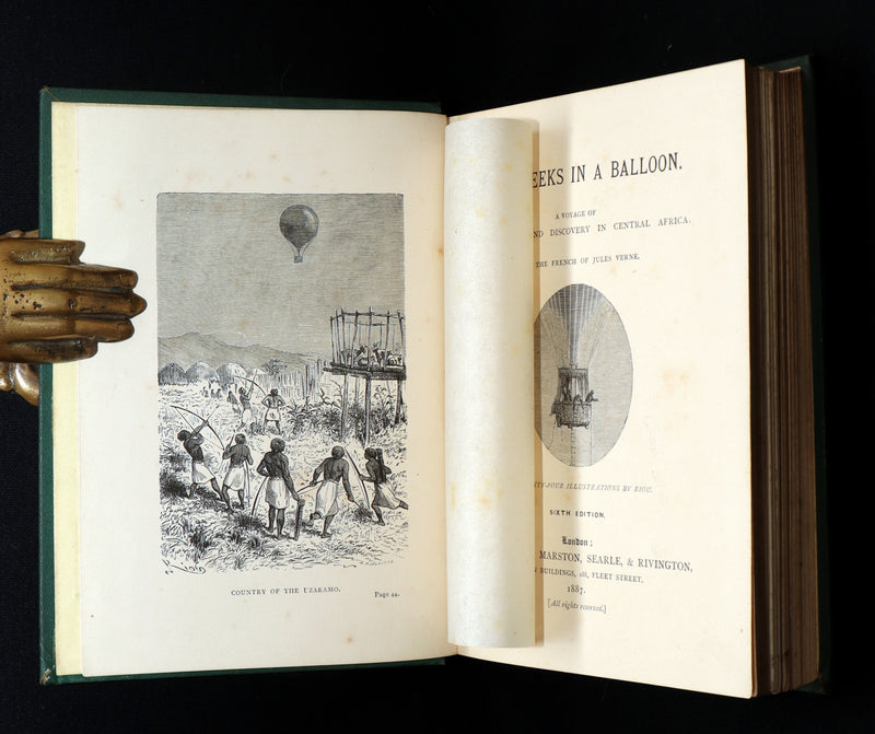 1887 Rare Early Edition - Five Weeks in a Balloon by Jules Verne, Illustrated
