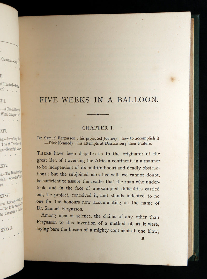 1887 Rare Early Edition - Five Weeks in a Balloon by Jules Verne, Illustrated
