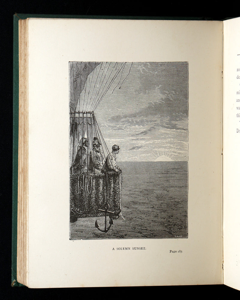 1887 Rare Early Edition - Five Weeks in a Balloon by Jules Verne, Illustrated
