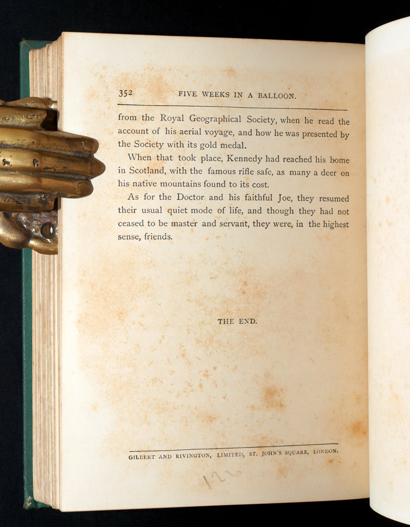 1887 Rare Early Edition - Five Weeks in a Balloon by Jules Verne, Illustrated
