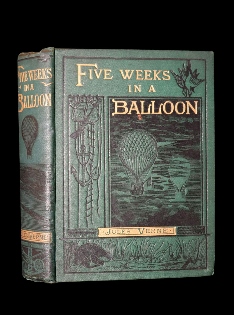 1887 Rare Early Edition - Five Weeks in a Balloon by Jules Verne, Illustrated
