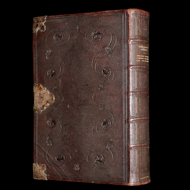 1850 Rare Bagster Bible - Polyglot Bible, Old and New Testament, Clasp and Maps
