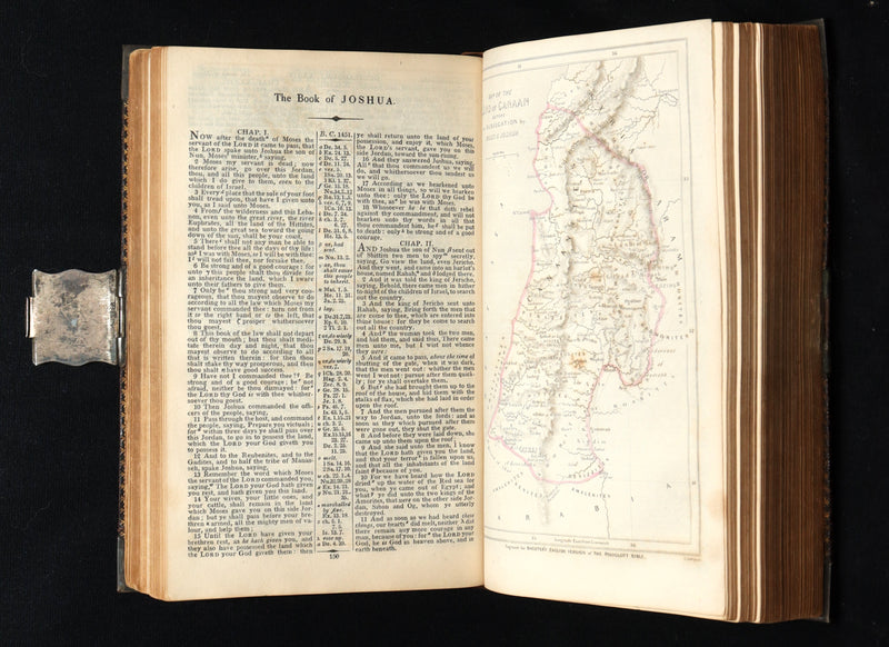 1850 Rare Bagster Bible - Polyglot Bible, Old and New Testament, Clasp and Maps