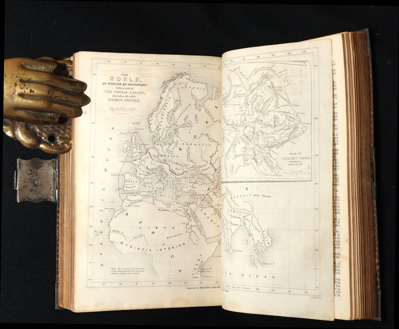 1850 Rare Bagster Bible - Polyglot Bible, Old and New Testament, Clasp and Maps