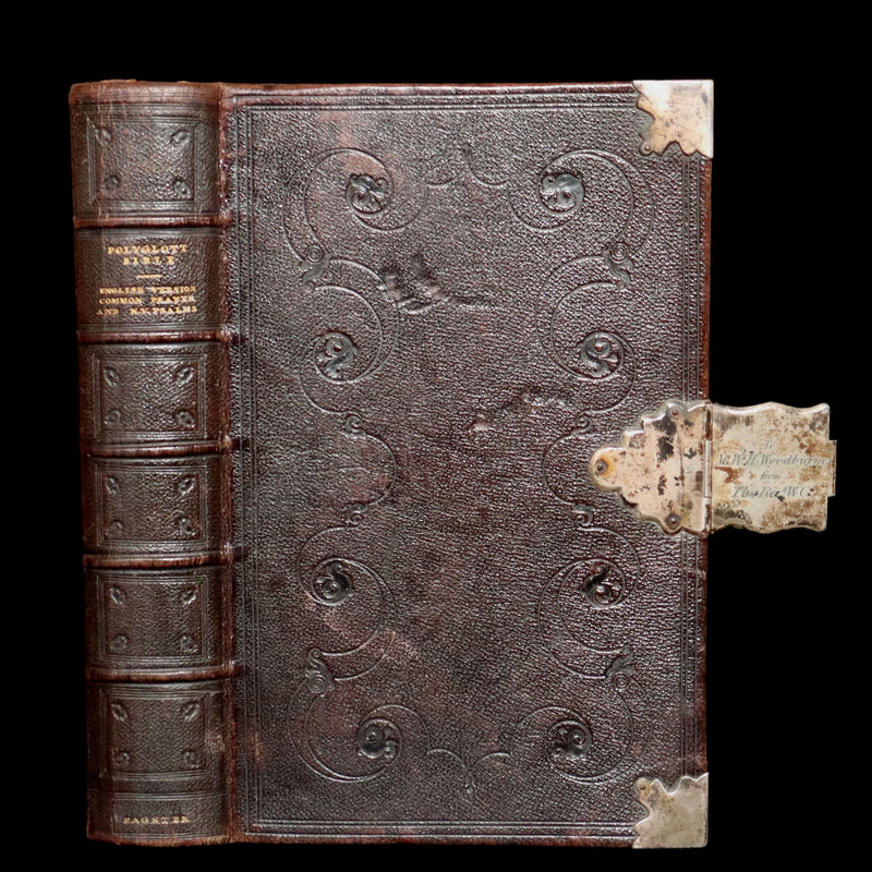 1850 Rare Bagster Bible - Polyglot Bible, Old and New Testament, Clasp and Maps