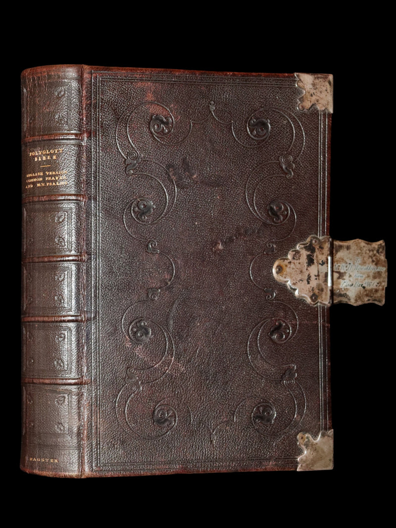 1850 Rare Bagster Bible - Polyglot Bible, Old and New Testament, Clasp and Maps
