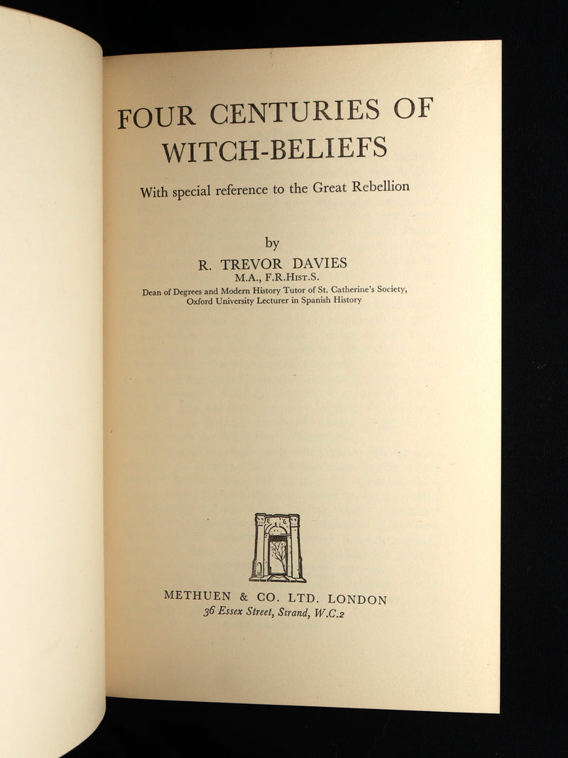 1947 Rare First Edition - Four Centuries of Witch-Beliefs by R. Trevor Davies