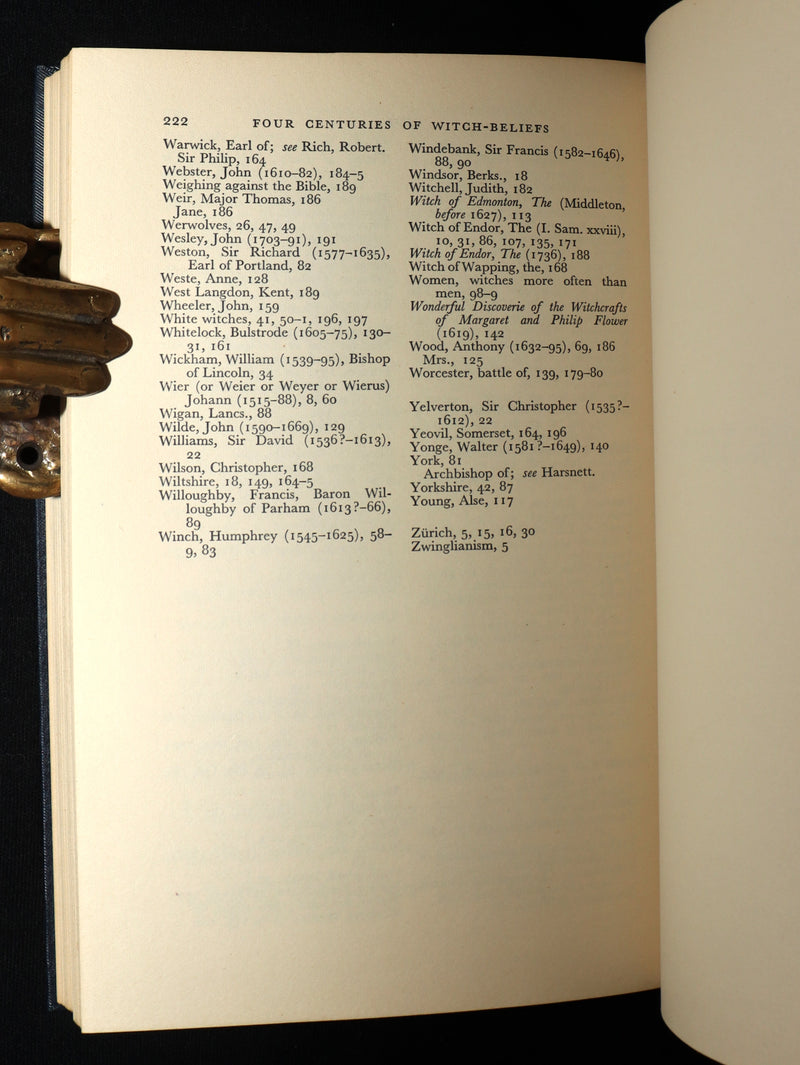 1947 Rare First Edition - Four Centuries of Witch-Beliefs by R. Trevor Davies