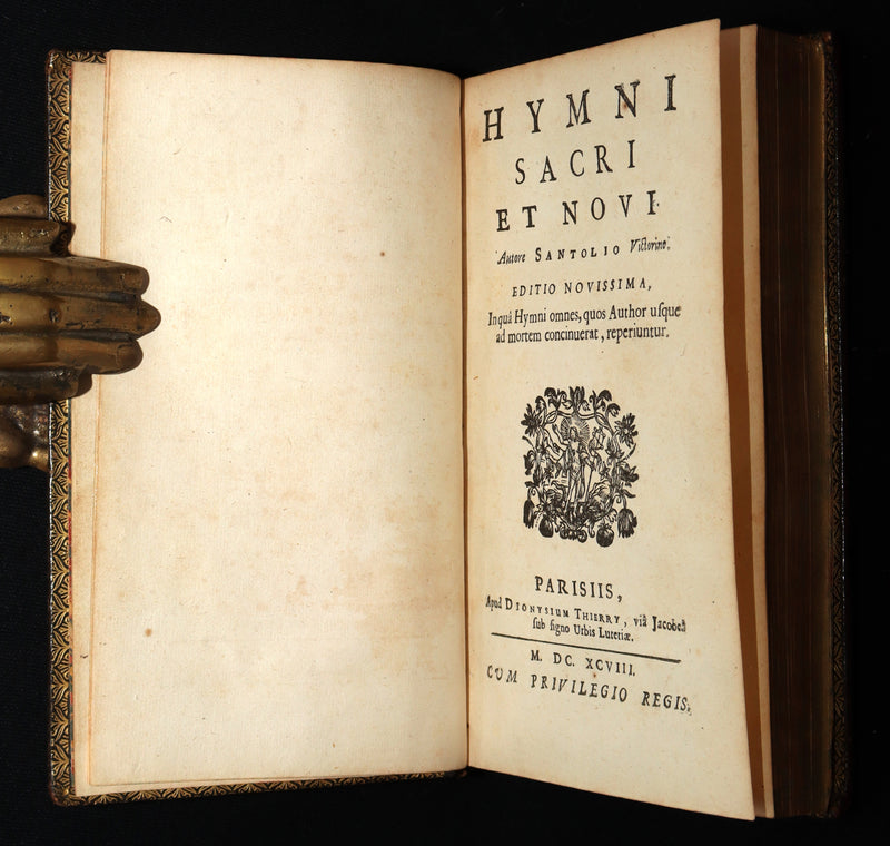 1698 Rare Latin Book - Sacred Latin Hymns and Music Scores by Santolio Victorino