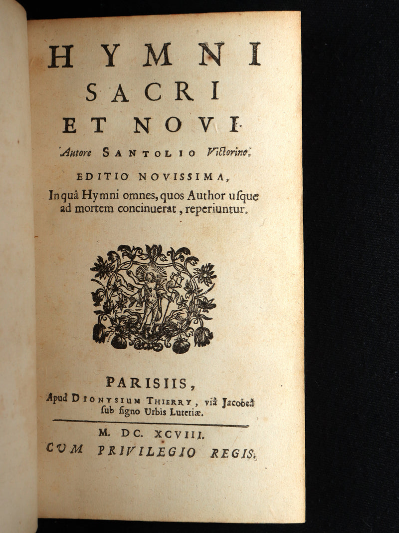 1698 Rare Latin Book - Sacred Latin Hymns and Music Scores by Santolio Victorino