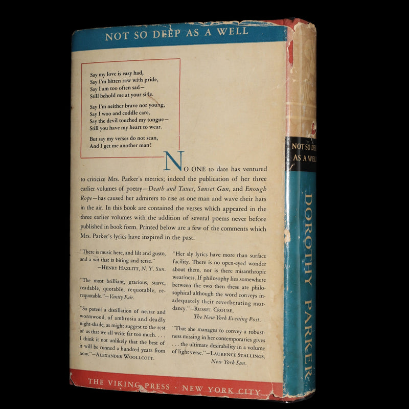 1936 First Edition - Not So Deep as a Well. Collected Poems of Dorothy Parker