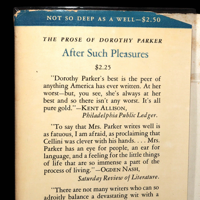 1936 First Edition - Not So Deep as a Well. Collected Poems of Dorothy Parker