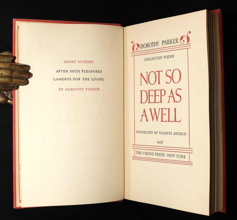 1936 First Edition - Not So Deep as a Well. Collected Poems of Dorothy Parker