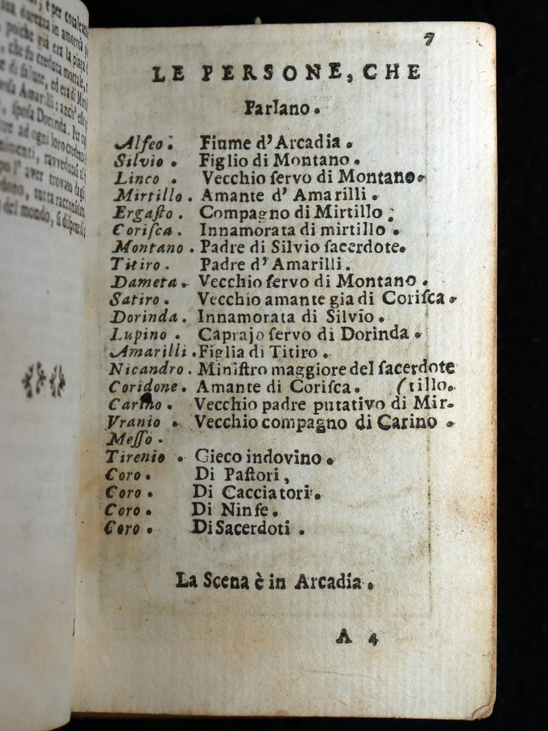 1706 Rare Italian Vellum Book - Il Pastor Fido by Giovanni Battista Guarini