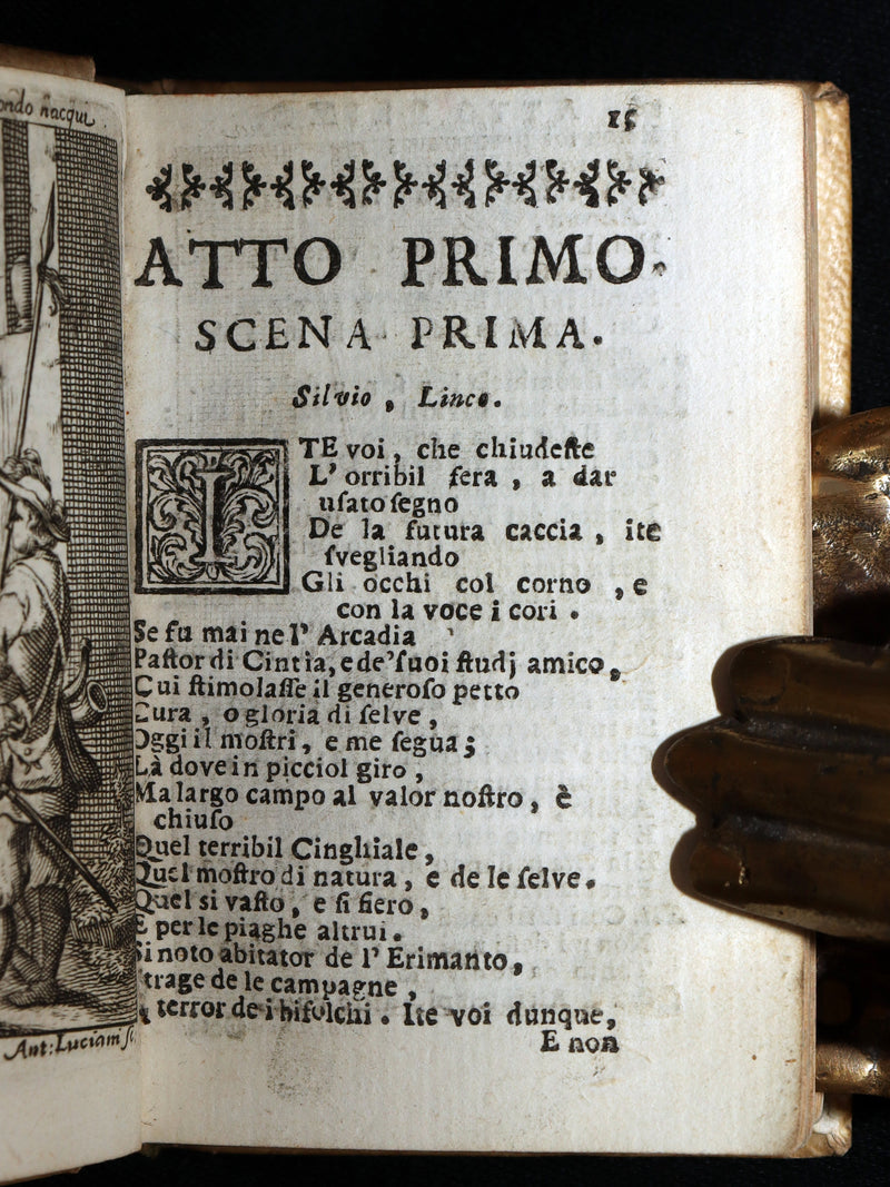 1706 Rare Italian Vellum Book - Il Pastor Fido by Giovanni Battista Guarini