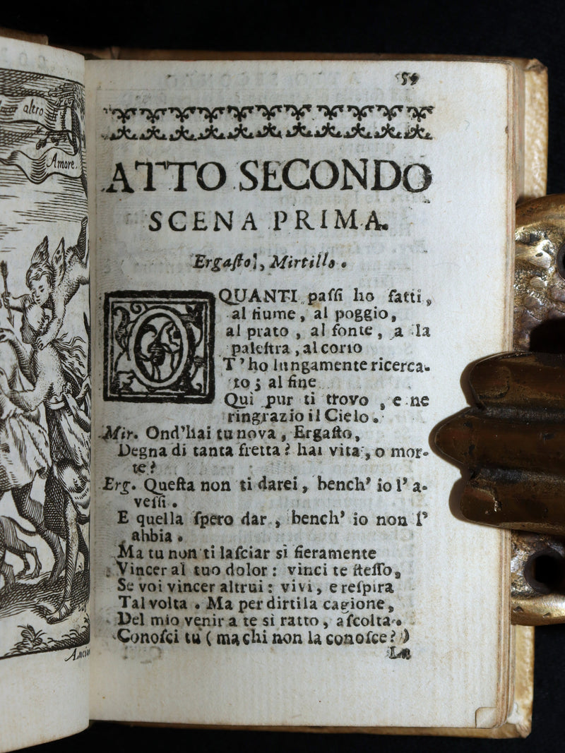 1706 Rare Italian Vellum Book - Il Pastor Fido by Giovanni Battista Guarini